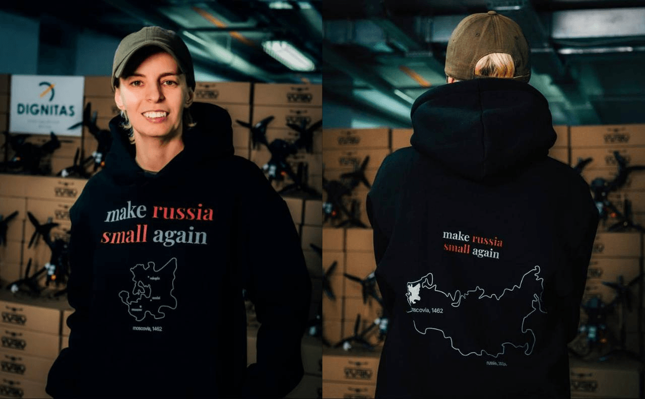 Front and back of the Make Russia Small Again hoodie